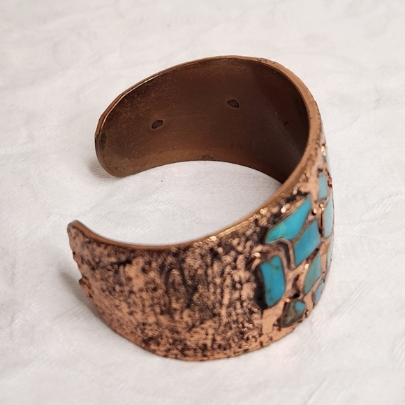 Southwest Copper Turquoise Cuff Bracelet - Picture 3 of 11